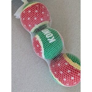 NWT KONG Sport Holiday 3 Pack Green Medium Dog Tennis Balls‎ Fetch Toy